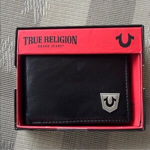 True Religion Black Leather Wallet -NWT and Box